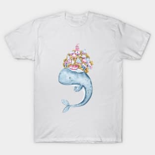 Watercolor hand painted whale painting T-Shirt